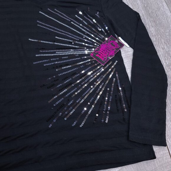 Rock & Roll Cowgirl Shirt Womens XXL Black Starburst Sequin Long Sleeve Country - Picture 3 of 6
